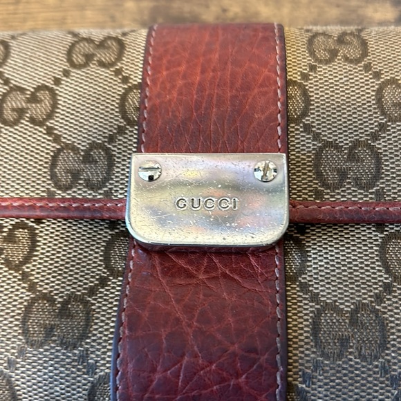 Gucci Long brown canvas and leather snap wallet - Picture 4 of 7